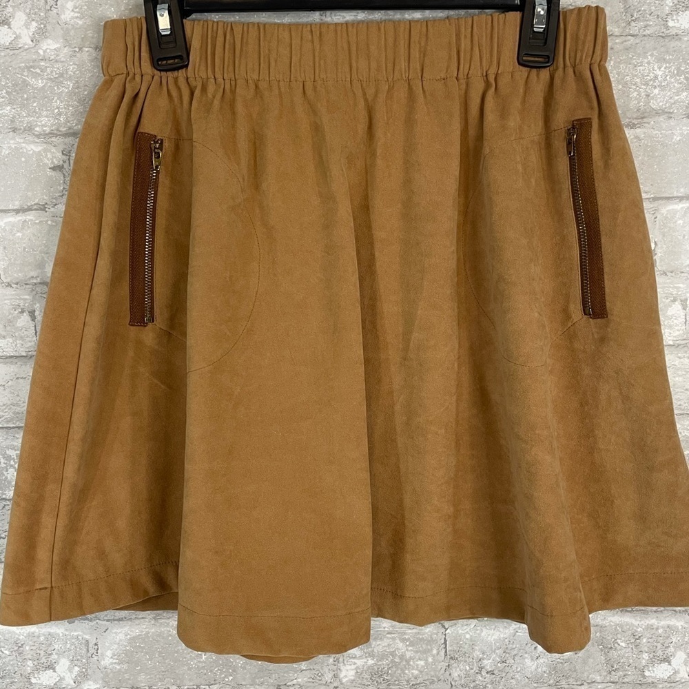 Harlowe & Graham Camel Faux Suede Skirt